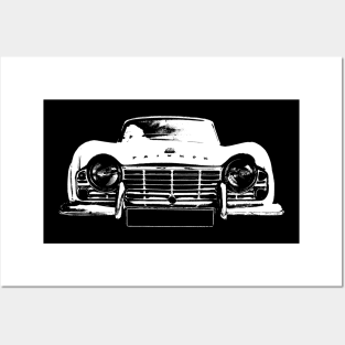 Triumph TR4 British classic car monoblock white Posters and Art